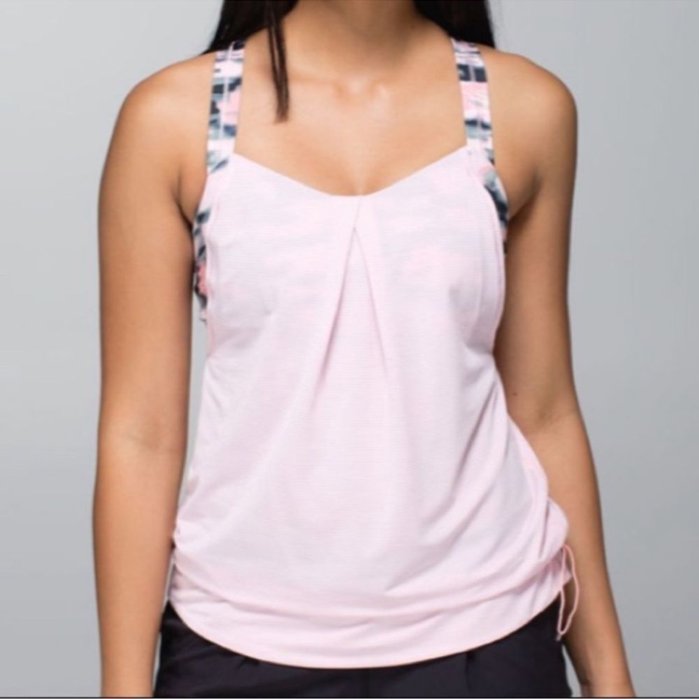 Lululemon Rest Less Tank in Heathered Barely Pink/Wamo Cam 10